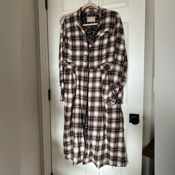 Free People Odessa Duster - Plaid/Cheetah - Picture 2 of 4